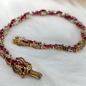 Gold Plated Ruby Tennis Bracelet